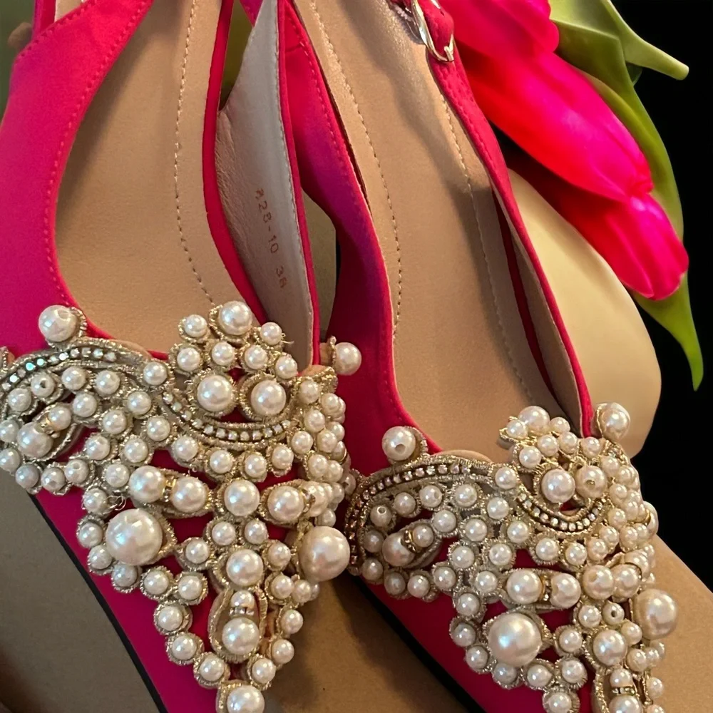 NWOT Pearl Fucsia Heels - Picture 3 of 5